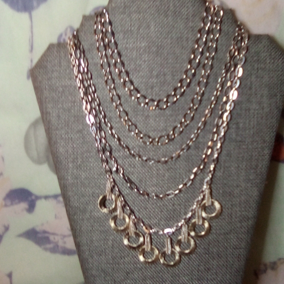 🦋Sale🦋Vintage link silvertone 5 pc necklace lot